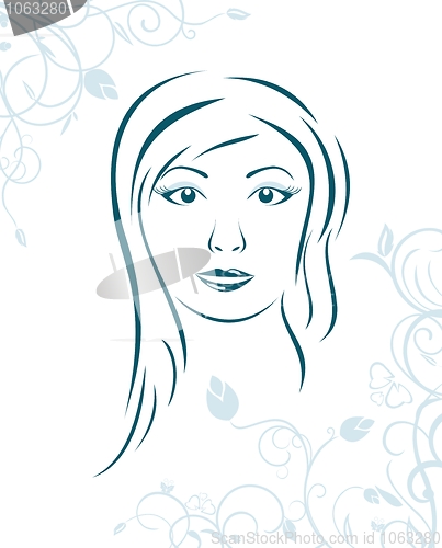 Image of floral background with girl face