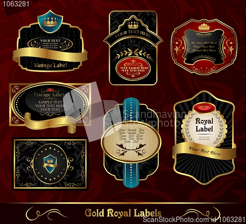 Image of set black gold-framed labels