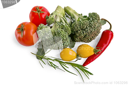 Image of Broccoli with chili peppers and tomatoes