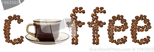 Image of The word coffee with a cup