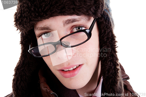 Image of portrait of a young man with glasses