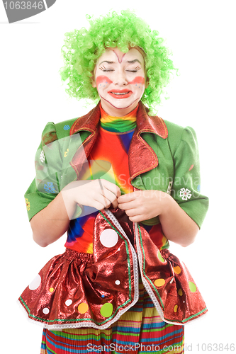 Image of Portrait of a crying female clown