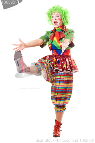 Image of Funny posing female clown