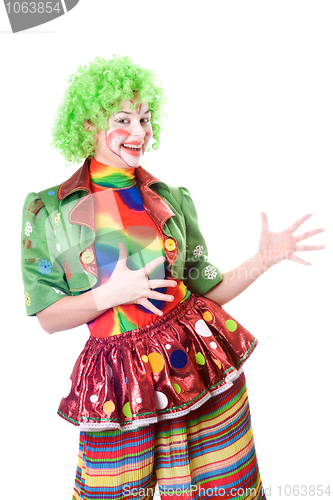 Image of Portrait of joyful female clown