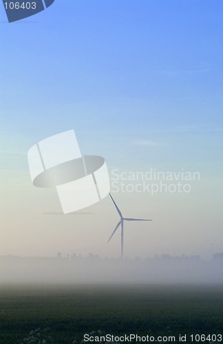 Image of Wind turbine in mist