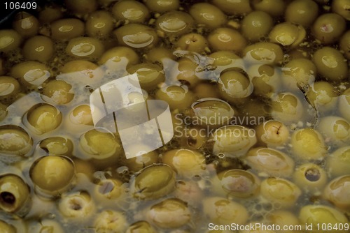 Image of Green pitted olives in oil