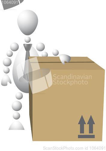 Image of Man with brown cardboard box