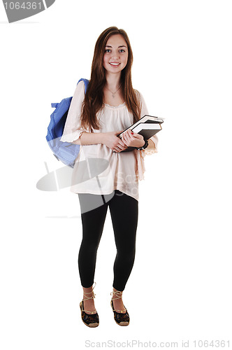 Image of Schoolgirl with backpack.