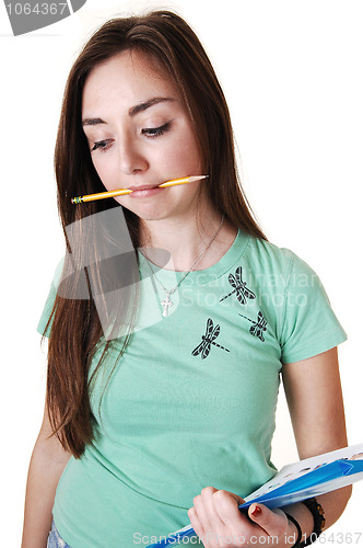 Image of Schoolgirl with notebook.