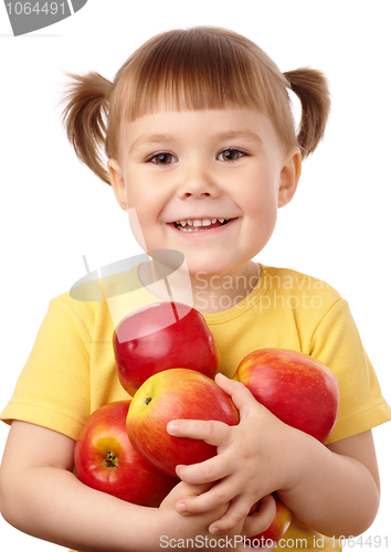 Image of Cute child with apples