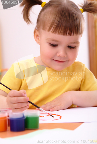 Image of Child play with paints in preschool