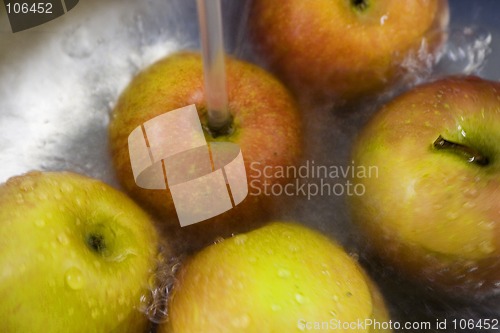 Image of apples under water