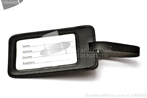 Image of Black leather Luggage tag 