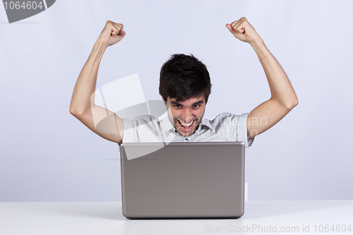 Image of Young man internet success