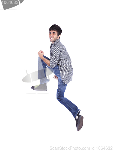 Image of Happy young man jump