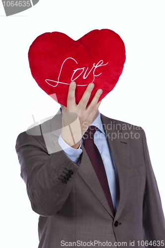 Image of Businessman with love heart face