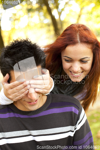 Image of young couple surprise