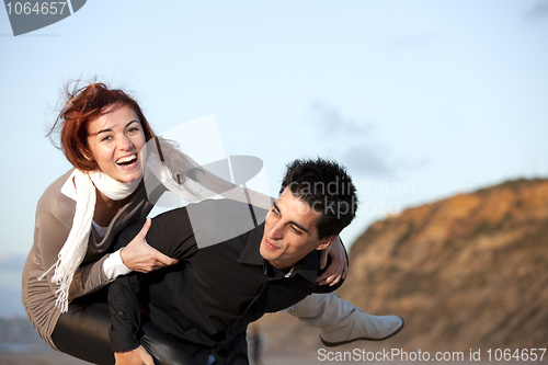 Image of Young couple having fun