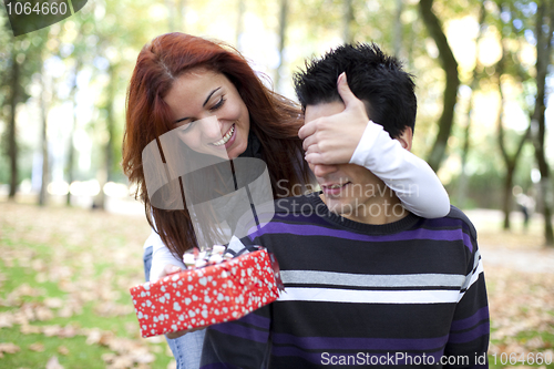 Image of young couple surprise