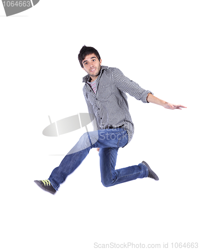 Image of Happy young man jump