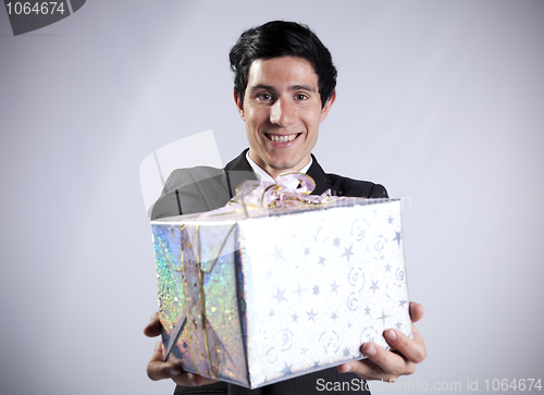 Image of Businessman with a gift package