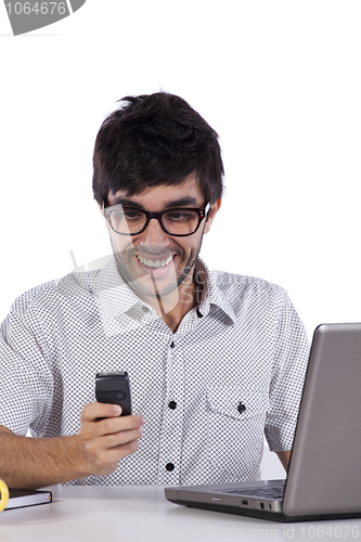 Image of Young modern busy businessman