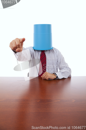 Image of Bucket head businessman