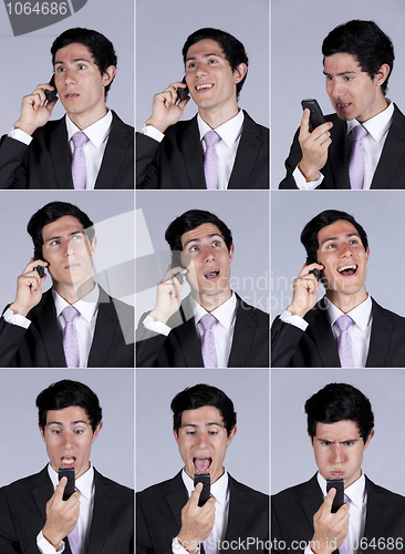 Image of Businessman expression talking on the cellular