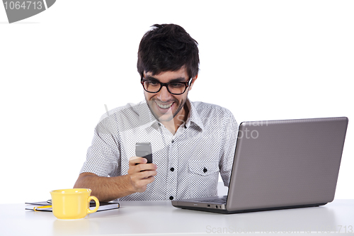 Image of Young modern busy businessman