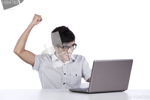 Image of Young man internet success