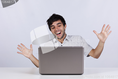 Image of Happy news over the internet