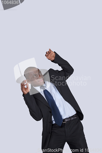 Image of african businessman with fear