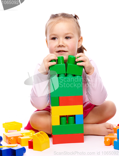 Image of Little girl with building bricks