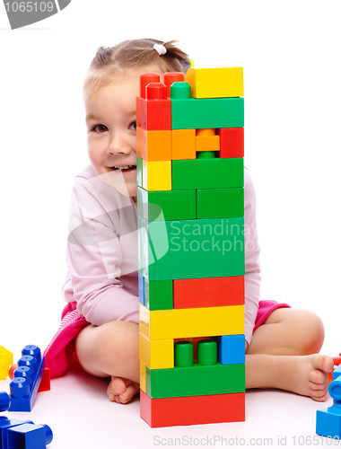 Image of Little girl with building bricks