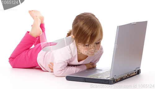 Image of Little girl with laptop