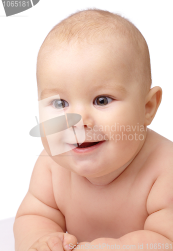 Image of Portrait shot of a curious toddler