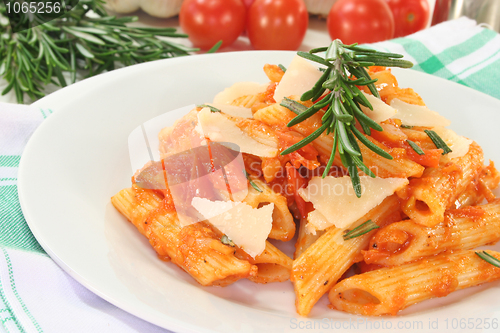 Image of Penne with tomatoes and Parmesan