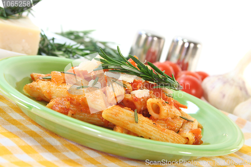 Image of Penne with tomatoes and Parmesan