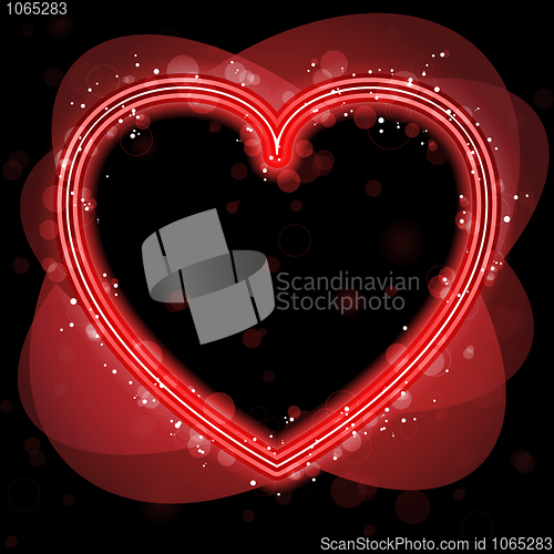 Image of Red Heart Border with Sparkles and Swirls.