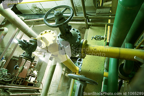 Image of Industrial zone, Steel pipelines, valves and ladders