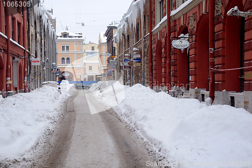 Image of Street Under Snow in Saint-Petersburg