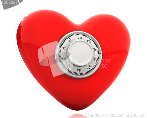 Image of Red heart with a numeric safe lock