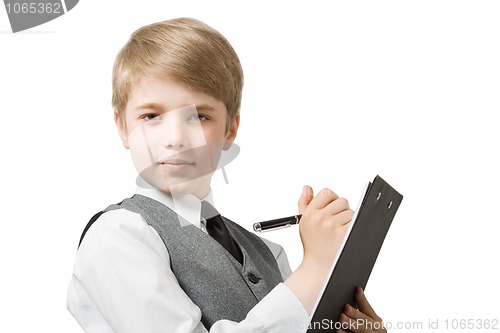 Image of Schoolboy with clipboard