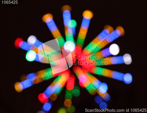 Image of defocused colored lights and strips
