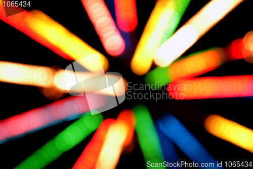 Image of defocused colored lights and strips