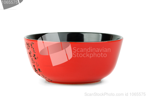 Image of Empty red ceramic bowl