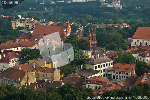 Image of roofs of old historic center in Vilnius, Lithuania  