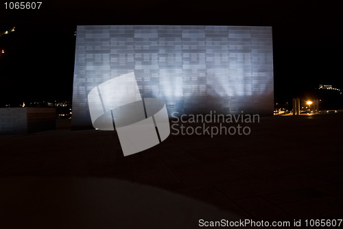 Image of night view of Oslo Opera House, Norway