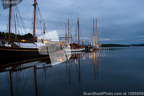 Image of moored yachts in Oslo harbour, Norway