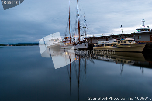 Image of sailing yachts in Oslo harbor